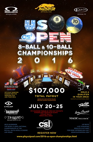 2016 US Open 8-Ball and 10-Ball Championship poster 320x487