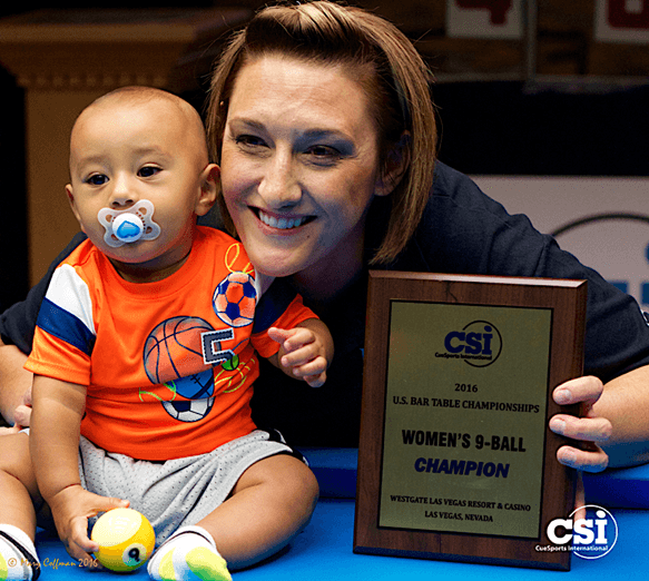 2016 US Bar Table 9-Ball - Rebecca Wagner with baby