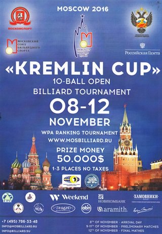 2016 Kremlin Cup 10 Ball Open poster
