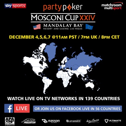 Partypoker Mosconi Cup set for global TV coverage