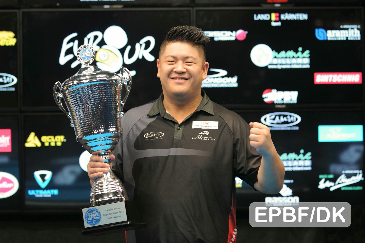 2018 Eurotour Klagenfurt Open - Mario He keeps the trophy in Austria