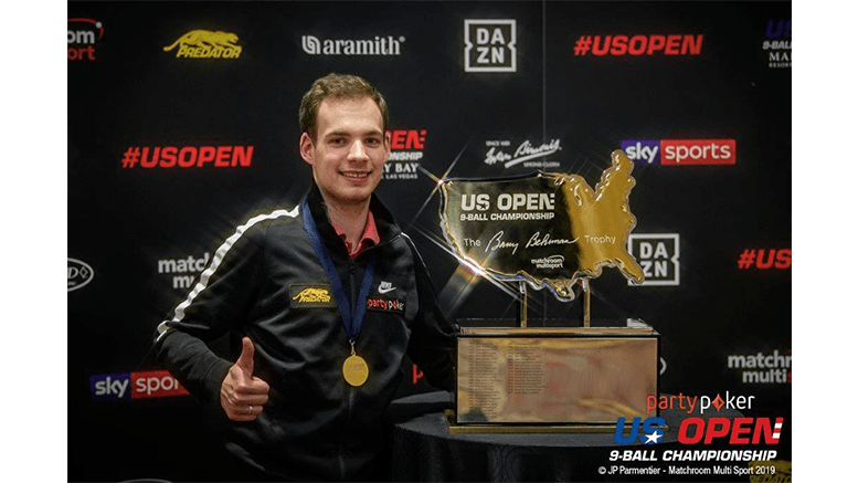 2019 US Open 9-Ball Championship - Final Joshua Filler with Trophy 777x437