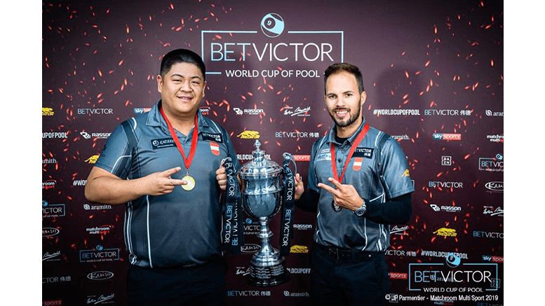 2019 World Cup of Pool - 0630 Final Team Austria with trophy 777x437