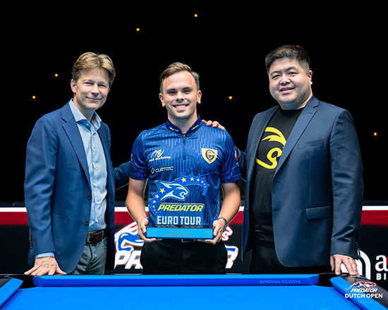 2025 EuroTour Assen Open - winner Dominic Jastrzab with sponsors