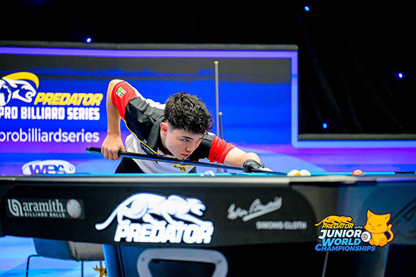 Three Junior World Champs Crowned In Spain|西班牙青少年世錦賽落幕 台灣小將王姳苓加冕冠軍 - 第4張圖 2025 Predator Junior 10-Ball WC - U19_Felix Vogel play