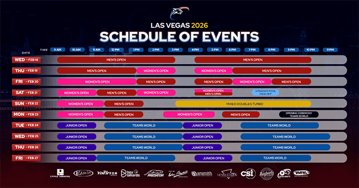 Pro Billiard Series Takes Over the CSI Expo – Las Vegas - 第1張圖 2026 PBS Las Vegas - Schedule of Events