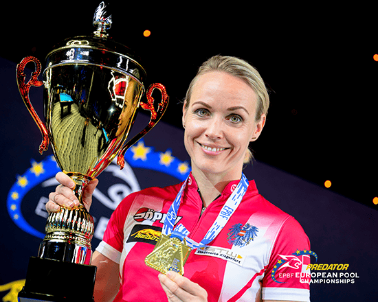 8-Ball Glory For Exposito, Ouschan & Dorner|Exposito, Ouschan 與 Dorner 摘歐錦賽8號球金牌 - 第5張圖 2026 EC - 8 Ball_womens winner Jasmin Ouschan