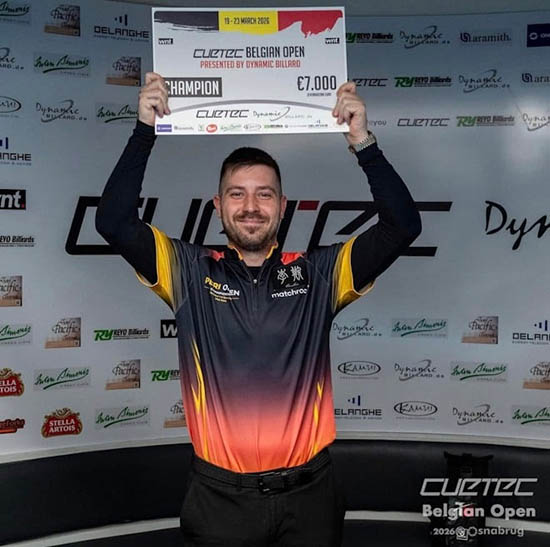 2026 WNT Cuetec Belgian Open - winner Tobias Bongers