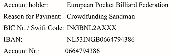 EPBF - Crowdfunding Sandman - account info